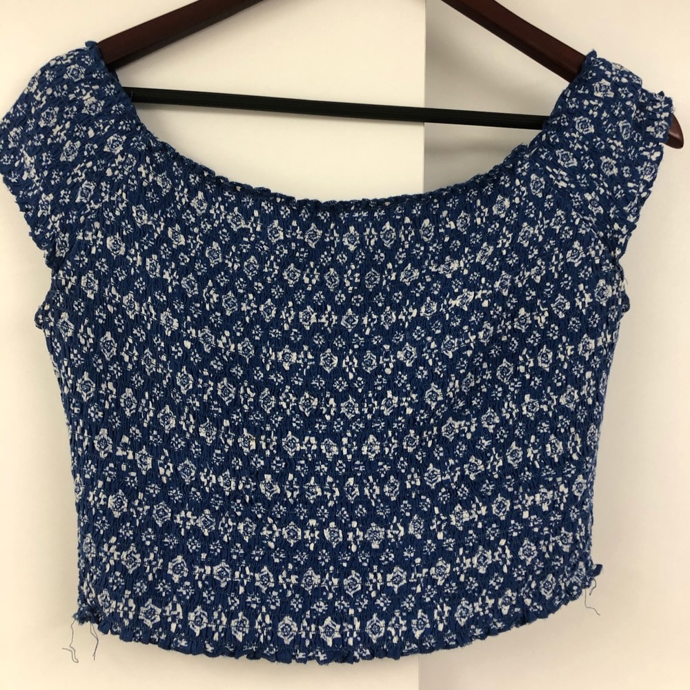 Royal blue and white Crop top